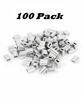 3/32 Inch Aluminum Double Ferrules 100 Pack Snare Cable Trapping Supplies - Image 1 of 4