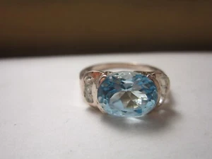Ladies Sterling Silver Ring With Light Blue Gemstone Size 7" US, New, India. - Bild 1 von 3