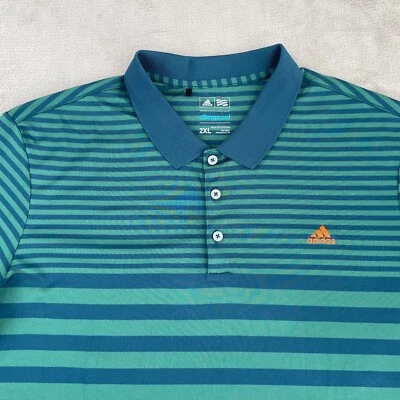 ADIDAS Golf Polo Shirt Men 2XL Green Blue Performance Wicking ClimaCool NWOT - Image 1 of 4
