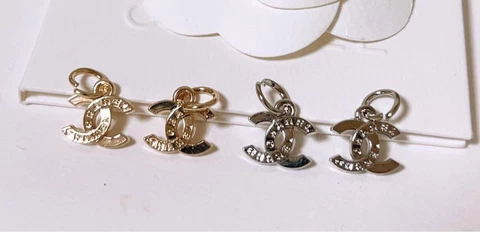 Chanel Vintage Parts Button Charm Gold Silver 4 pieces Set Free shipping Cover