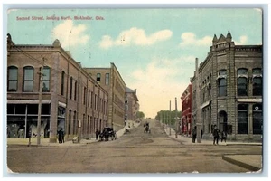 Vista postal McAlester Oklahoma OK de la segunda calle mirando hacia el norte RPO 1912 - Imagen 1 de 3