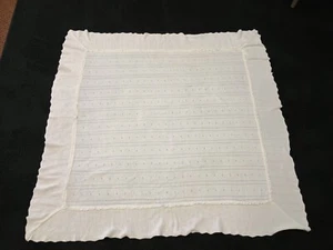 Sarah Louise White Knitted Shawl Blanket Pearls Embellishments Lace Trim  - Picture 1 of 8