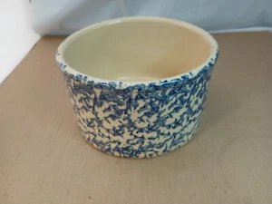 Robinson Ransbottom Pottery # 700 2 Qt Blue Sponge Low Crock - - Picture 1 of 7