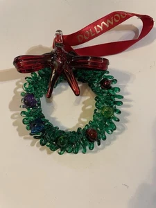2019 Dollywood Glass Christmas Wreath Ornament Hand Blown W/Original Box - Picture 1 of 7