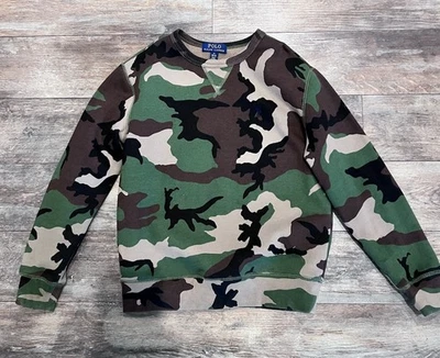 Polo Ralph Lauren Camuflaje Cuello Redondo Sudadera Jóvenes Niños M 10/12 Verde Marrón Foto 1 de 4