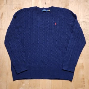 Herren Polo Ralph Lauren Zopfmuster Pullover XLT Marineblau Wolle Kaschmir Big Tall - Bild 1 von 11