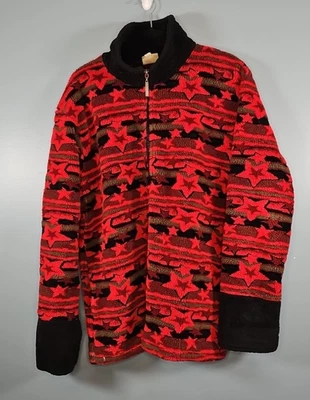 Chaqueta de Lona Exterior Años 90 Y2k Para Hombre Borrosa Abstracta Roja Negra Talla Grande Foto 1 de 4