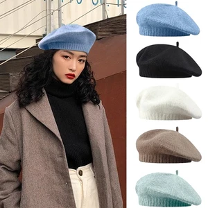 Mujer Boina Sombrero Tejido Gorro Gorra Otoño Invierno Sombrero Francés Clásico Boina Sombrero - Imagen 1 de 17