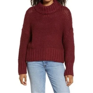 Suéter tejido grueso Free People My Only Sunshine rojo granate para mujer M - Imagen 1 de 10