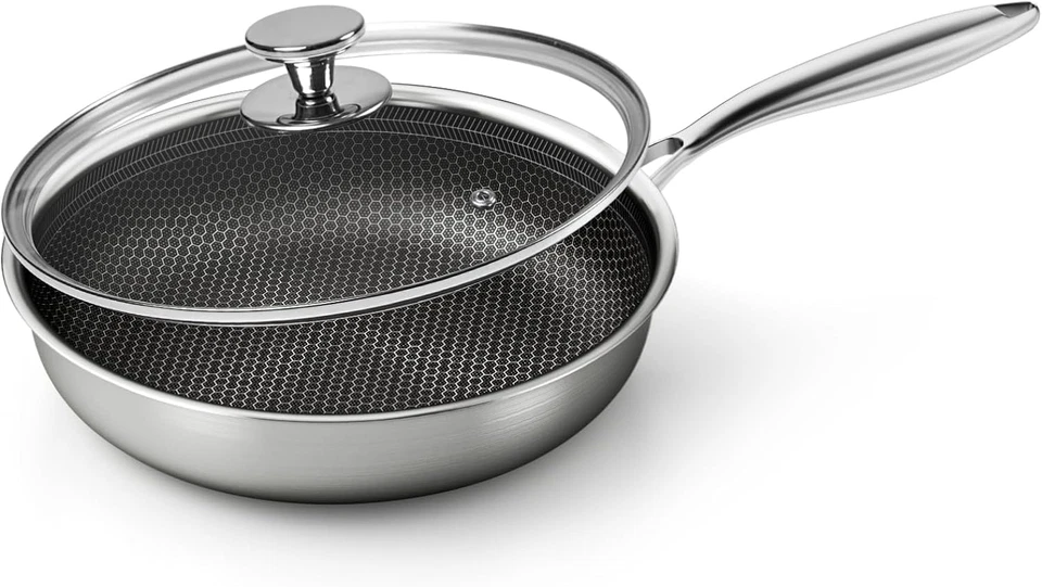Professionale Padella Antiaderente Acciaio Inox 28 Cm, Padella Induzione Con Cop - Immagine 1 di 4