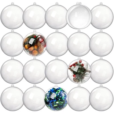 20 Pack 4-Inch Clear Plastic Fillable Ornaments Ball, for Christmas, Wedding,... - Image 1 of 4