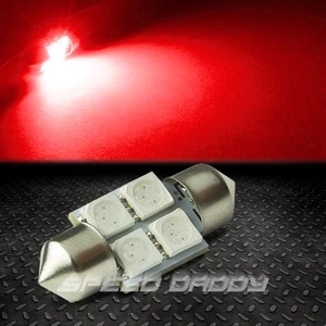 4 SMD 4SMD 31MM RED 5050 5055 LED AUTO INTERIOR DOME/MAP PANEL 12V LIGHT BULB - Picture 1 of 1