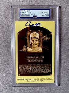 MINNESOTA TWINS- PAUL MOLITOR AUTOGRAPH HALL OF FAME PLAQUE CARD PSA SLAB 585 - Picture 1 of 2