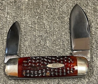 Cuchillo plegable Case XX 1940-64 punta de elefante hueso rojo 6250 pez luna Foto 1 de 4