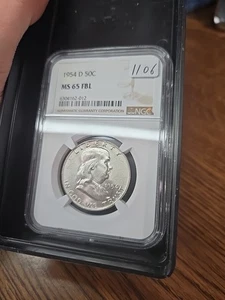 1954-D SILVER BENJAMIN FRANKLIN HALF DOLLAR 50C MS 65 FBL NGC - Picture 1 of 2