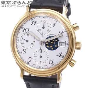 Chronoswiss Used Moon Phase Chronograph Date White SS Leather Men AT 101795246 - Picture 1 of 9