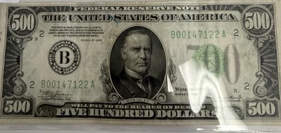 1934 $500 FRN NEW YORK FR.2200 NICE VF-XF CONDITION ,LIGHT FOLDS & CORNERS FULL - Image 1 of 2