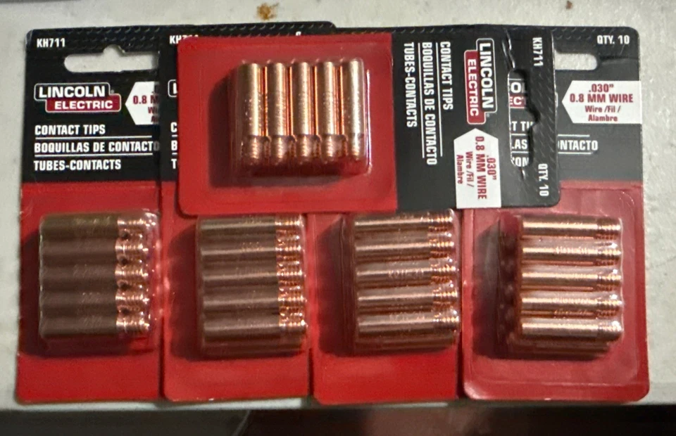5 包 10 Ea。 林肯电气 KH711 接触头 0.030 英寸 0.8 毫米 - 免运费 — 第 1/1 张图片