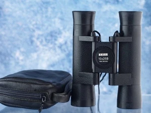 Carl Zeiss Compact Binoculars 10x25B Antique Vintage Original w/case Black great - Picture 1 of 6