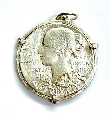 Antique Sterling Silver 1897 Queen Victoria Diamond Jubilee Medallion Pendant - Image 1 of 4