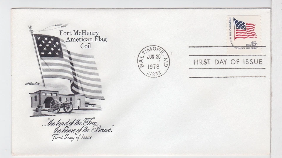 TurtlesTradingPost- American Flag  1978 #1618c Coil - FDC- Artmaster Cachet - Image 1 of 1