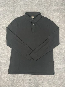 NWT J. Crew Sueded Jersey Polo Mens M Black Classic Fit Long Sleeve Oarsman - Picture 1 of 5
