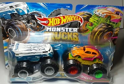 Hot Wheels ◇ Volkswagen Dragbus Vs Volkswagen Neon Beetle ◇ Monster Trucks◇ 1:64 - Image 1 of 4