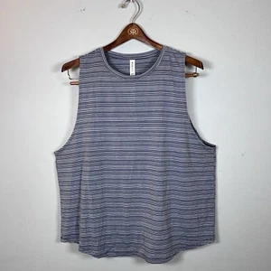Athleta Tank Top Women’s Size XL Navy & Gray Striped Sleeveless Athletic Casual - Picture 1 of 6