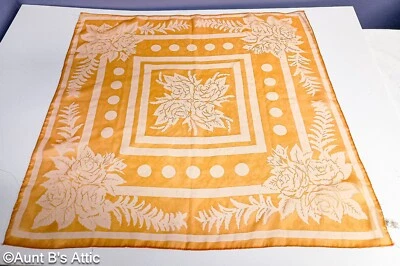 Bufanda De Colección Años 60 Cuadrada Naranja Transparente Barroco Brocado Floral Patrón Bufanda 27 x 27 Foto 1 de 4