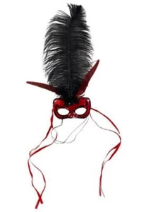 Mardi Gras Eye Mask with Feathers & Sequins - Phantom of the Opera Style - Picture 1 of 5