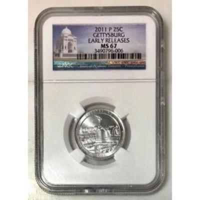 2011 Gettysburg ATB Quarter NGC MS67 ***Rev Tye's Stache*** #600638 - Image 1 of 4
