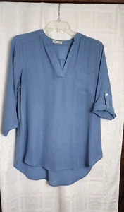Goo Yoo Women Blue 3/4 Sleeve Blouse L - Picture 1 of 10