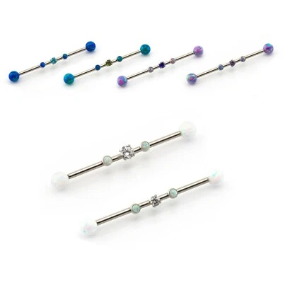 Barra industrial de ópalo con gema y 2x pernos de ópalo roscados internamente TITANIO Foto 1 de 3