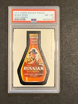 1976 1977 Topps Wacky Packages 16th Series Seven Spies Russian Dressing PSA 8 MT - Image 1 of 2