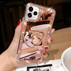 Glitter Diamond Ring Case For iPhone 15 14 13 12 Pro Max 7 8 Mirror Bling Cover