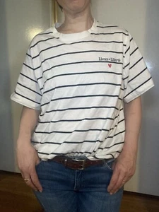 H & M Classic Basic Black & White Striped Short Sleeve T Shirt Size Large - Picture 1 of 3