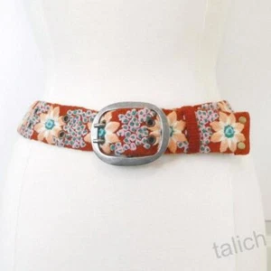 New! Jenny Krauss Buds and Bloom Floral Embroidery Wool Belt Handmade Peru S M L - Picture 1 of 10
