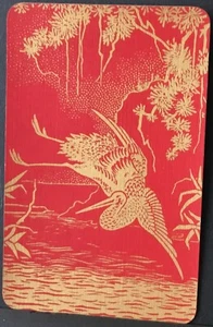 Playing Cards Single Card Old Vintage Narrow Lacquer JAPANESE LAKE CRANE BIRD B - Imagen 1 de 3