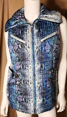 Womens Multicolor Peck & Peck Puffer Vest M Full Zip Pockets Outerwear Jacket  - Image 1 of 4