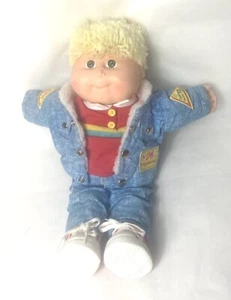Vintage 1989 Cabbage Patch Kid Designer Line Blonde Hair Blue Eyes Jean Jacket - Picture 1 of 4