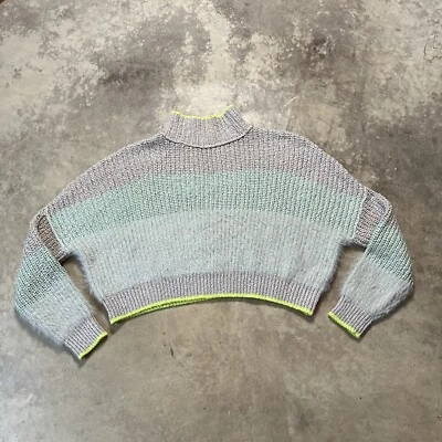 Free People Sweater Womens Sunbrite Mock Neck Mixed Media Texture Boxy River - Image 1 of 4