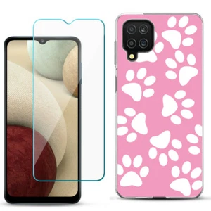 For Samsung Galaxy A12 slim Case, w/ Tempered Glass - Pet Paw/ Pink - Picture 1 of 2