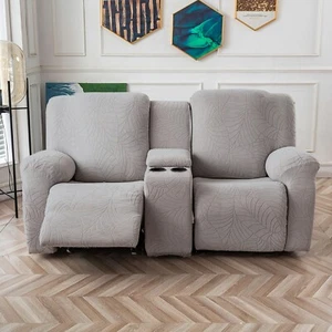 Recliner Loveseat Cover with Middle Console Sofa slipcover, Stretch Reclining - Picture 1 of 20