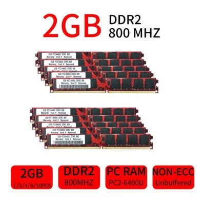 20GB 16GB 8GB 4GB 2GB 1GB PC2-6400U DDR2 800Mhz DIMM RAM Desktop Memory LOT UK - Image 1 of 4