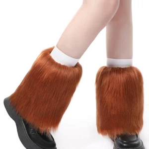 Lady Faux Fur Leg Warmers Furry Boot Cuffs Cover Christmas Party Costume Fashion - Picture 1 of 28