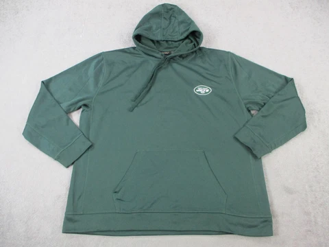 Vintage New York Jets Sweater Mens 2XL XXL Green Hooded Hoodie Casual Dunbrooke Cover