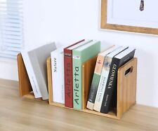 Mini Expandable Desktop Bookshelf Bamboo Desktop Bookcase Office Home Tabletop