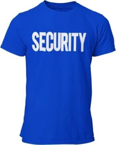 Security T-Shirt Front Back Print Men's Tee (Royal Blue & White) - Picture 1 of 4