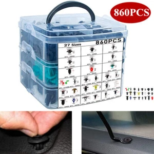 Juego de caja surtido de clip de sujeción de panel de ajuste remache pasador de empuje de carrocería de 860 unidades - Imagen 1 de 11