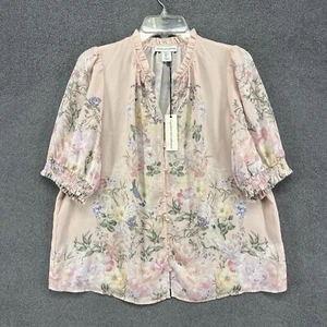 Cupcakes and Cashmere Top Womens Large Pink Floral Coattage summer beach - Picture 1 of 16